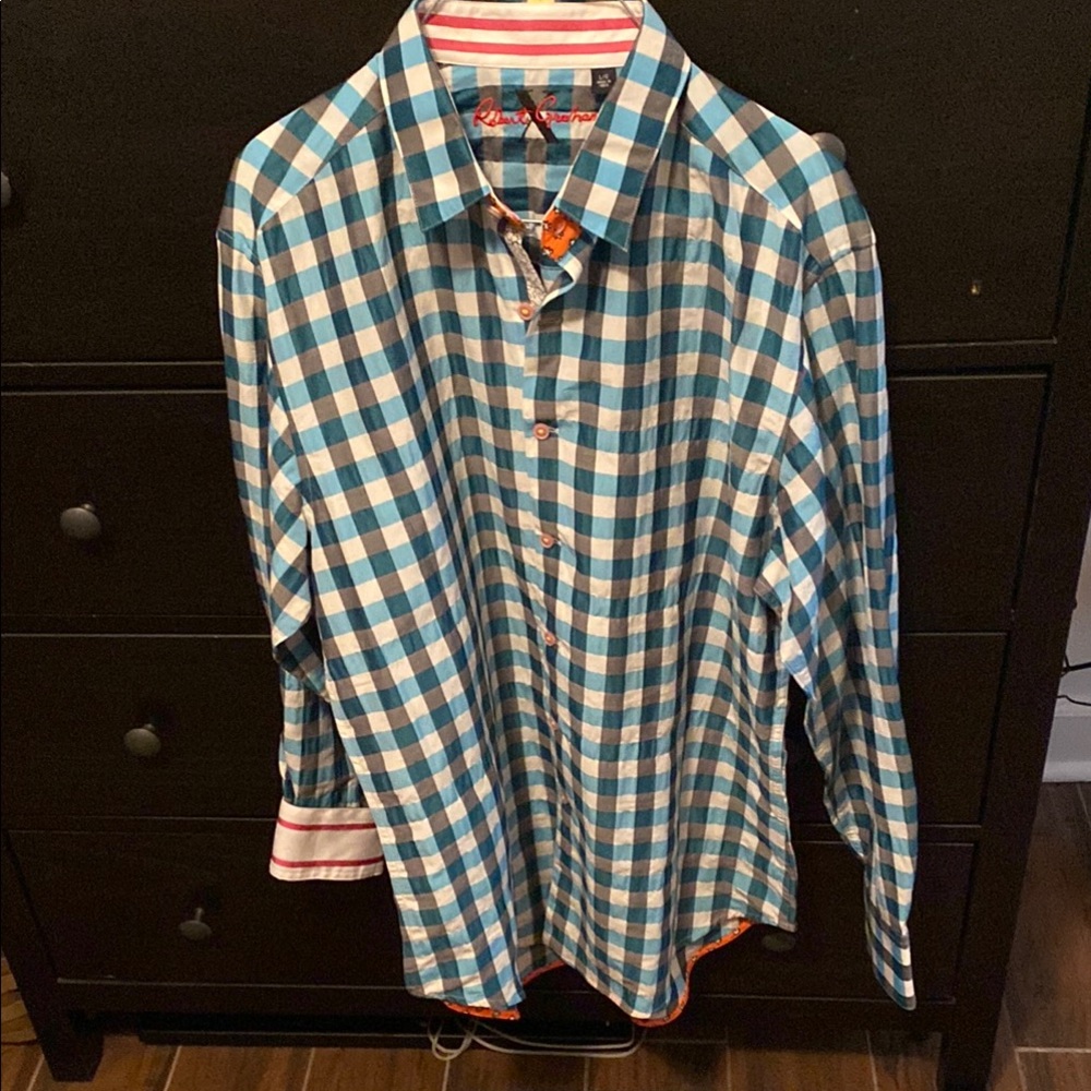 Robert Graham Blue and White Casual Button Down Shirt